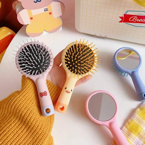 Cartoon Mini Luftkissen Massage Haarbürste Tragbarer Entwirrungskamm Für Frauen Mädchen Süßes Kunststoff Styling Tool