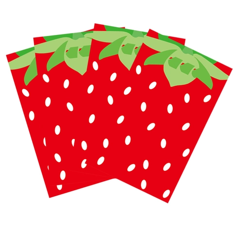 Strawberry Print Plastic Gift Bags Berry Sweet Candy Bags For Kids Birthday Party Decoration Cute Waterproof Novelty