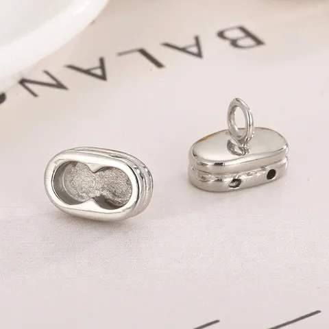 Edelstahl Schmuckverbinder Oval Kapsel Schnallen Für DIY Halskette Armband Herstellung Hochglanzpoliert Silber Zubehör