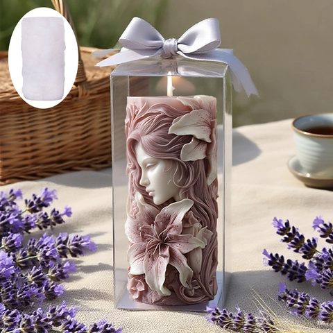 Molde De Silicona Relieve Diosa Flor De Lirio Retrato Escultura Para Bricolaje Vela Aromática Jabón Artesanal Decoración