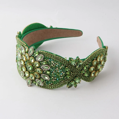 Cerchietto Largo Con Strass Barocco Lusso Fatto A Mano Cristallo Lega Accessori Per Capelli Vintage Per Donne