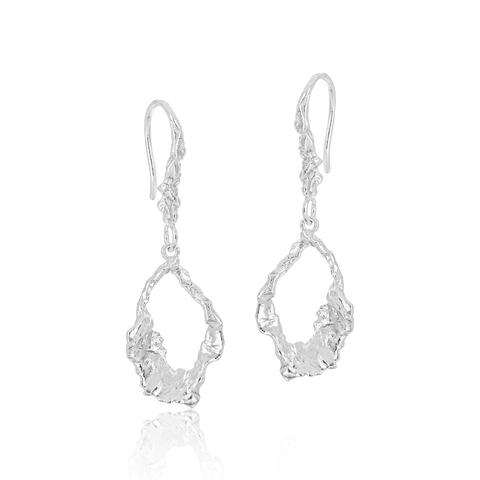 Pendientes de Plata de Ley 925 Huecos Irregulares para Mujer Textura Fundida Minimalista Pendientes de Gancho Joyería Regalo