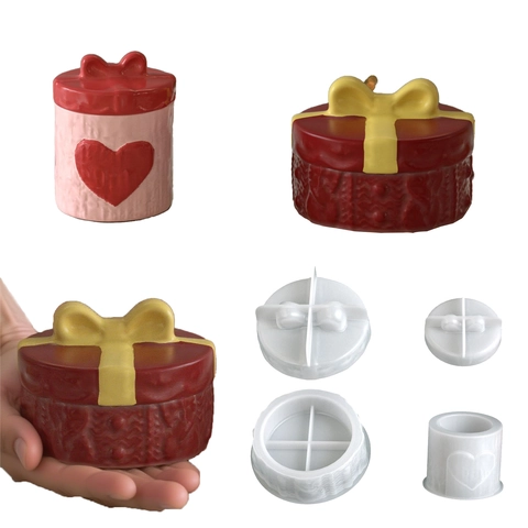 DIY Silikonform Herzmuster Strickstruktur Geschenkbox Form Harz Gips Kerzenbecher Herstellung Handgefertigtes Zubehör Werkzeug