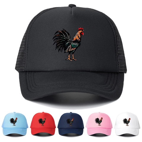 Cappello Trucker Con Stampa Gallo Rete Baseball Traspirante Protezione Solare Outdoor Casual Uomo Donna