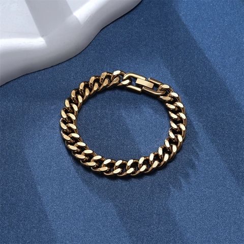 Bracciale A Catena Cubana In Acciaio Inossidabile Vintage Retro Punk Hip Hop Maglie In Metallo Con Chiusura Per Uomini Donne