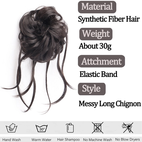 Warrige Knot Haarextensie Pluizig Chignon Stuk Met Lange Lokken Synthetische Vezel Elastische Band Voor Dames