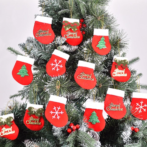 Mini Calze Di Natale Ornamenti Sacchetti Appesi In Feltro Per Decorazione Albero Di Natale Motivo Fiocco Di Neve