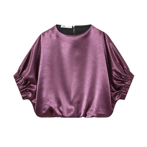 Women Satin Velvet Lantern Sleeve Top And High Waist Wide Leg Trousers With Belt Solid Color Casual Fashion Outfit