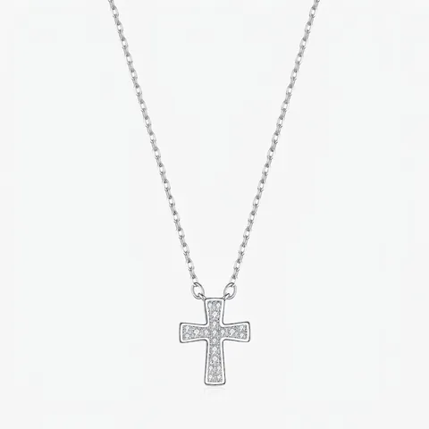 Moissanit Kreuz Anhänger Halskette 925 Sterling Silber D Farbe VVS1 Funkelnde Schlüsselbeinkette Hip Hop Schmuck Damen
