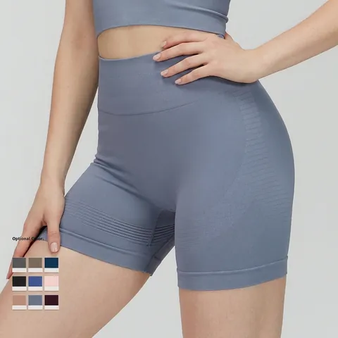 Pantaloncini Yoga Senza Cuciture Vita Alta Controllo Pancia Sollevamento Glutei Fitness Corsa Sport Palestra
