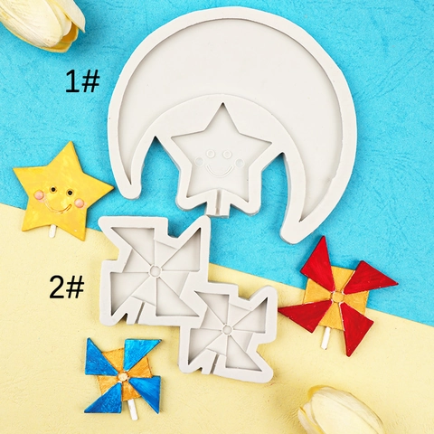 Silicone Mold Star Moon Windmill Shapes For Fondant Cake Decoration Chocolate Candy DIY Handmade Craft Baking Tools