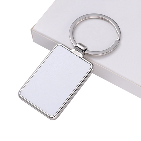 DIY Sublimation Blank Metal Keychain Heat Transfer Zinc Alloy Silver Heart Round Rectangle Key Ring For Personalized Gift