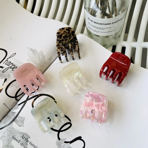 French Style Acetate Hair Claw Clip Square Small High Ponytail Hair Clamp For Women Girls Elegant Marbling Pattern