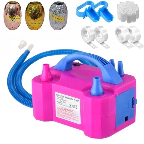 Pompe À Ballon Électrique Portable Souffleur À Double Buse Avec Rubans Noueur Clips Pour Décoration De Fête Anniversaire