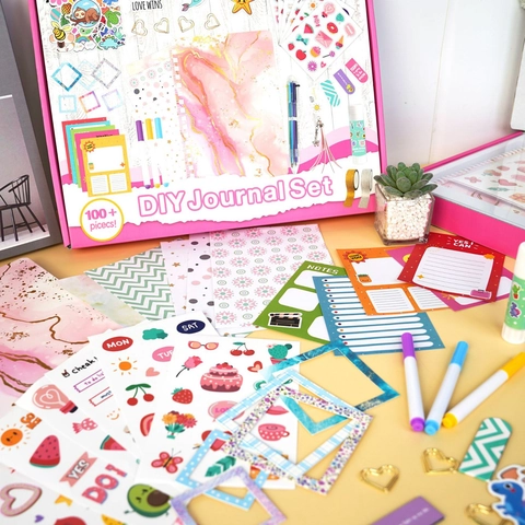DIY Journal Scrapbook Schreibwaren Notizbuch Aufkleber Stifte Klebeband Klebestift Herz Clips Schreibwaren Geschenk Für Mädchen Kinder