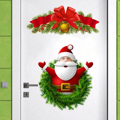 Adesivo Murale Babbo Natale Di Natale Impermeabile PVC Decalcomania Per Bagno Toilette Frigorifero Porta Decorazione Casa