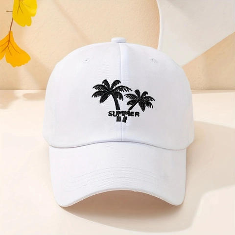 Cappello Da Baseball In Cotone Lavato Con Ricamo Di Palme Stile Vintage Distressed Estivo Protezione Solare Casual Per Uomo E Donna