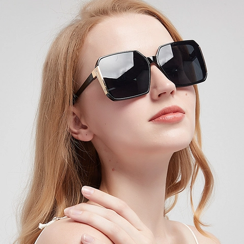 Gafas De Sol Cuadradas De Gran Tamaño Para Mujer Protección UV400 Montura De PC Lentes AC Moda Exterior