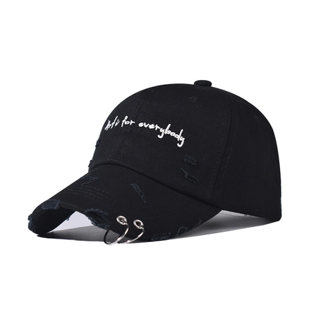Cappello Da Baseball In Denim Distressed Lettere Ricamate Cappello Strappato Con Anelli Regolabile Streetwear Hip Hop