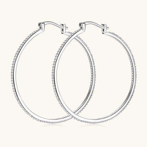 Luxury 925 Sterling Silver Moissanite Hoop Earrings For Women Sparkling VVS1 Moissanite Large Circle Earrings Fashion Jewelry Gift
