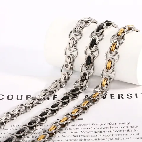Collar De Cadena Bizantina Para Hombres Mujeres Acero Inoxidable Cadena Gruesa Hip Hop Joyería Estilo Punk Bicolor