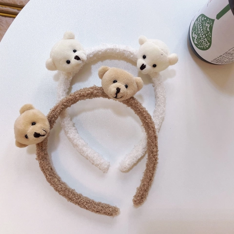 Plush Bear Bunny Hair Accessories Soft Faux Lamb Wool Cute Sweet Headband Claw Clip Scrunchie For Women Girls