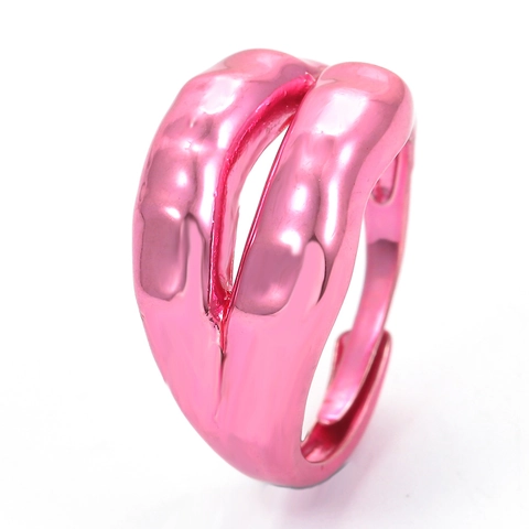 Geometric Lip Shaped Enamel Copper Ring For Women Colorful Zirconia Open Adjustable Index Finger Ring Simple Fashion Jewelry