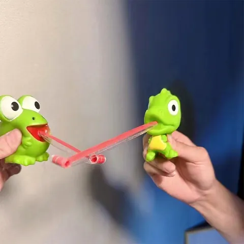 Giocattolo Da Spremere Rana Dinosauro Cartone Animato Plastica Morbida Tira Fuori La Lingua Squeaky Antistress Per Bambini