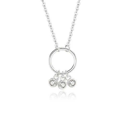 925 Sterling Silver Geometric Circle Zirconia Tassel Pendant Necklace Fresh Minimalist Clavicle Chain Jewelry For Women