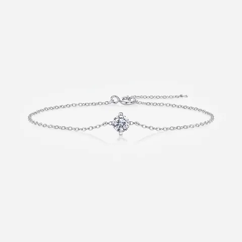 Lussuoso Bracciale in Argento Sterling 925 Moissanite per Donna Solitario Taglio Rotondo Scintillante Bracciale Moissanite Gioielli