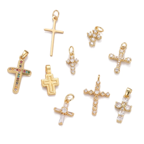 Collana Pendente Croce Hip Hop Placcato Oro 18K Rame Con Zircone Gioielli Di Moda Religiosi Accessori Uomo Donna