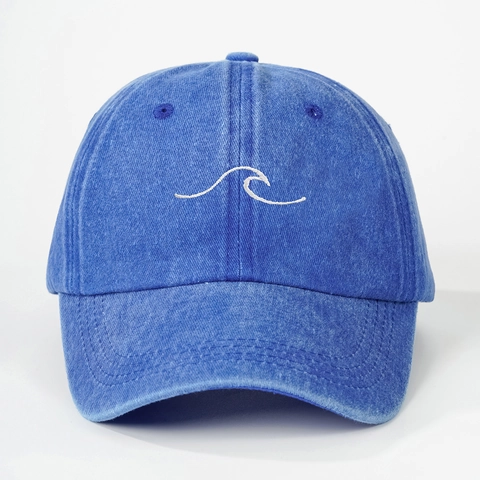 Washed Cotton Baseball Cap Vintage Distressed Dad Hat Wave Embroidery Sun Protection Outdoor Adjustable For Men Women