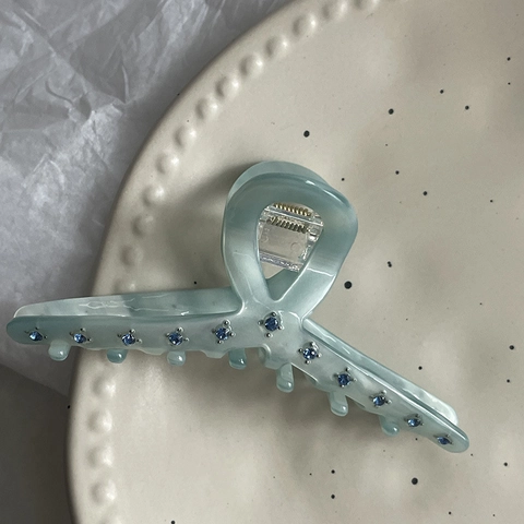 Pinza Para El Cabello De Strass Azul Acetato Mariposa Tiburón Pasador Geométrico Elegante Para Mujeres