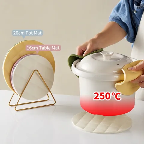 Dessous De Plat En Silicone Platinum Support Métal Motif Diamant Résistant Chaleur Antidérapant Rond Sets De Table