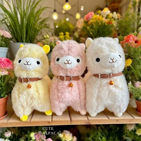 Peluche Di Alpaca Carino Animale Di Peluche Di Llama Morbido Con Collare A Campanello Decorazione Casa Regalo Per Bambini