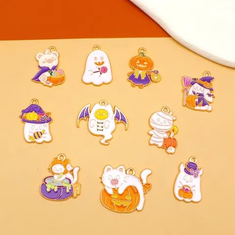 Ciondoli In Smalto In Lega Di Halloween Per La Creazione Di Gioielli Fai Da Te Pendenti Fantasma Zucca Cappello Da Strega Decorazioni Festive
