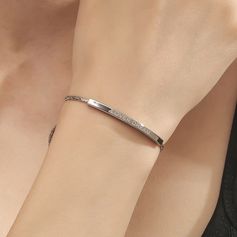 Lover Dream Gravur Bar Verstellbares Edelstahlarmband Für Damen Herren Minimalistisches Valentinstag Schmuckgeschenk