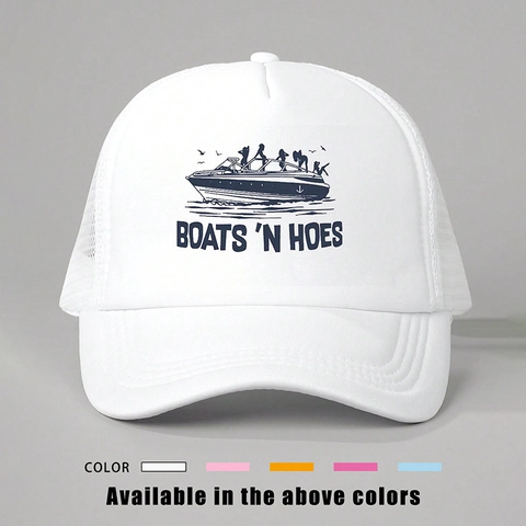 Casquette Trucker Filet Imprimé Boats 'N Hoes Polyester Respirante Réglable Casquette De Baseball Protection Solaire