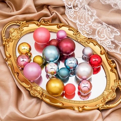 Cake Topper Decoration Balls Plastic Mirror Frosted Glitter Orbs For Birthday Wedding Christmas Party Desktop Ornaments