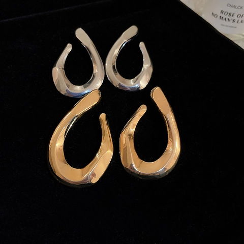 Boucles D'oreilles Géométriques Torsadées Avec Tige En Argent 925 Style Métal Liquide Irrégulier Mode Pour Femmes