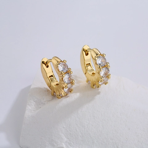 Orecchini A Cerchio Vintage In Rame Placcato Oro 18K Micro Intarsiati Di Zircone Stile Retro INS Gioielli Donna