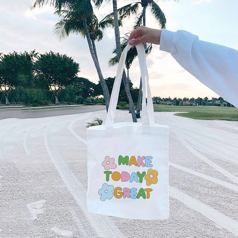 Canvas Tote Bag Esthetische Herbruikbare Shopping Schoudertas Met Slogan Print Voor Vrouwen Studenten Casual Strand Reizen