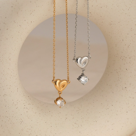 Herz Anhänger Halskette Edelstahl Mit Zirkonia Rund Funkelnd Hypoallergen Wasserdicht Romantischer Schmuck Für Damen