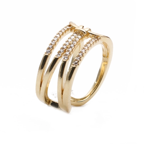 Copper Adjustable Ring Multi-Layer Belt Buckle Design Micro-Pave Zircon Modern Fashion Jewelry For Women