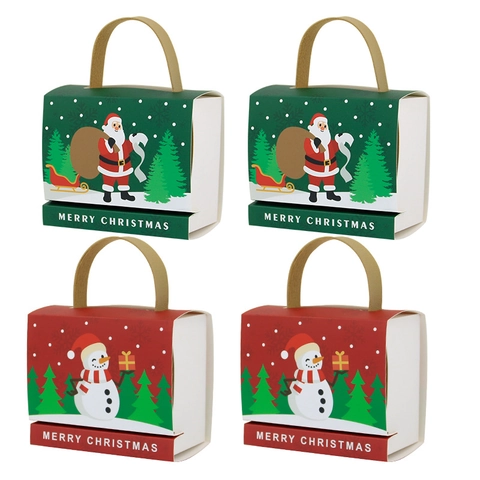 Weihnachtsgeschenkbox Tragbare Papier Süßigkeiten Schublade Verpackung Mit Griff Weihnachtsmann Schneemann Party