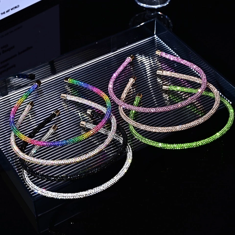 Lussuoso Cerchietto Sottile con Strass da Donna Minimalista Fascia per Capelli in Cristallo Intarsiato Gioielli per Matrimoni Feste