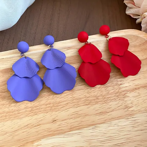 Pendientes Colgantes De Pétalos Con Poste De Plata De Ley 925 Pintado Mate Flor Joyería Para Mujeres Elegante Dulce