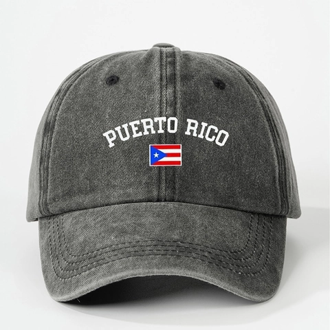 Puerto Rico Flag Baseball Cap Washed Cotton Distressed Retro Outdoor Sun Protection Adjustable Hat