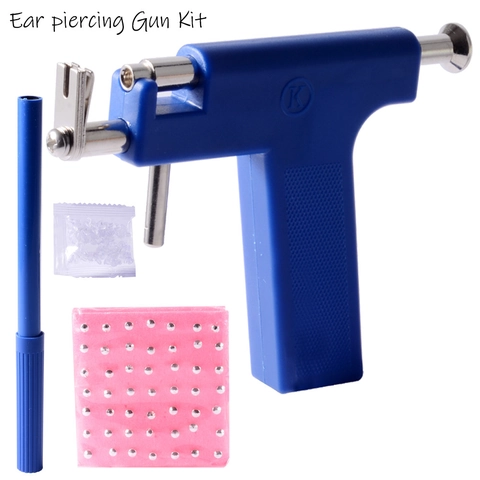 Professionele Handmatige Oorpiercing Pistool Set Roestvrij Staal Piercing Tool Met Zilveren Oorknopjes En Markeerpen