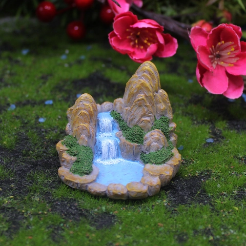 Ornamento De Rocalla Miniatura Figura De Montaña De Resina Cascada Micro Paisaje Jardín Decoración DIY Terrario Escritorio